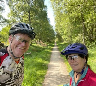 Pamela and Alex Krist Cycling on the  tour with redspokes